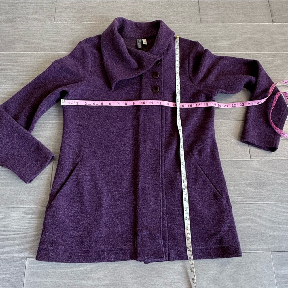 Ibex Pez Coatigan Merino Wool Reese Cardigan Button Up Sweater Jacket M Cabernet - Picture 15 of 16